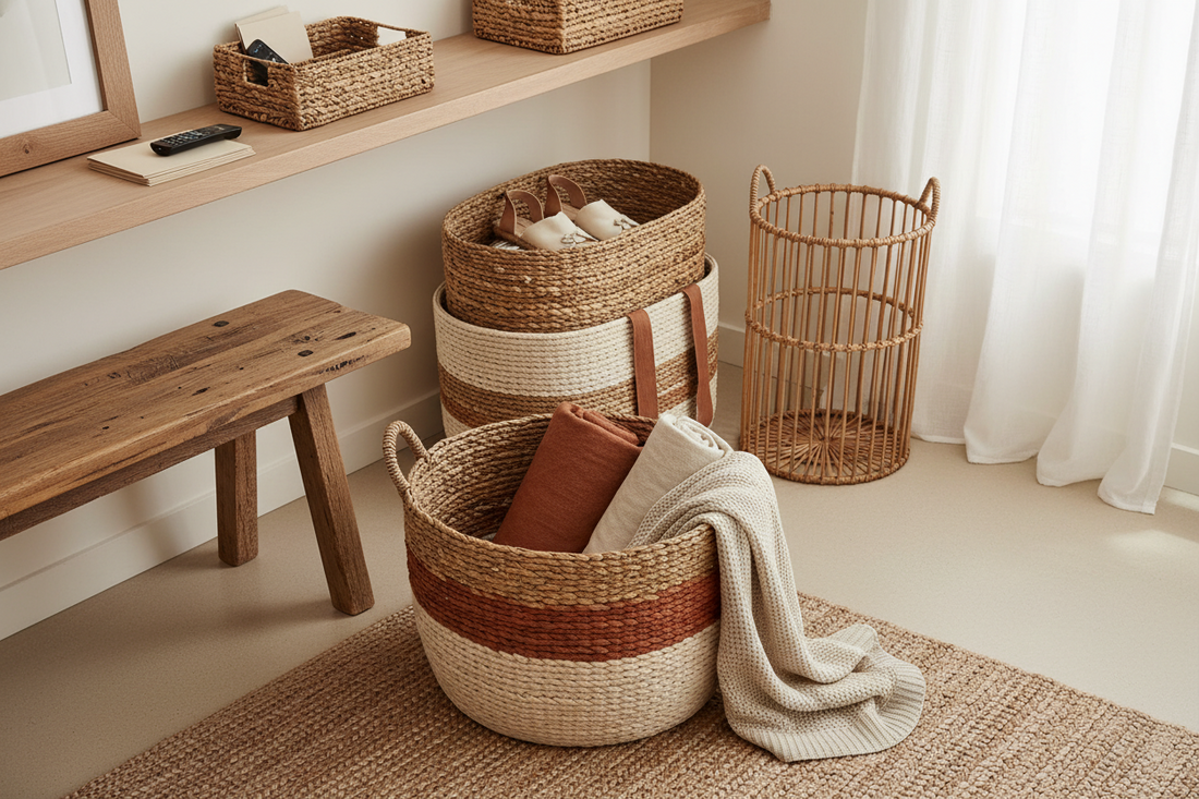 5 Ways to Style a Woven Storage Basket